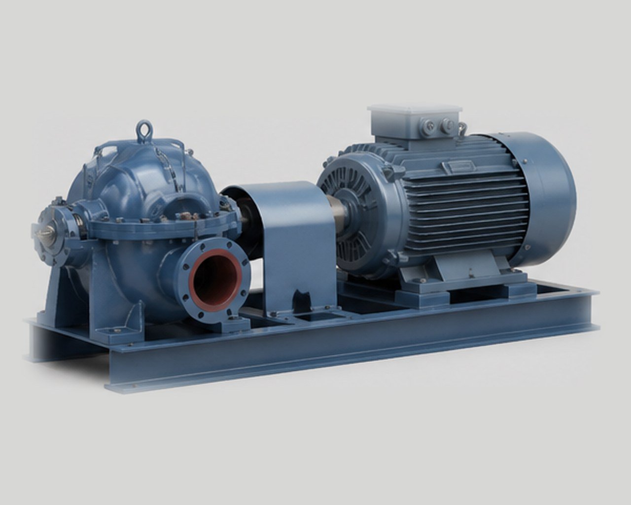 AS-1160 axially split casing centrifugal pump, coupled type with motor on baseplate (representative image)